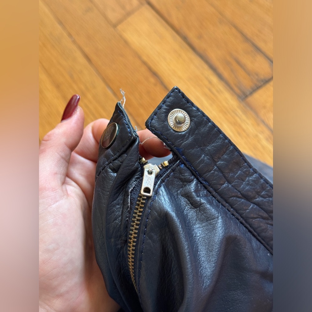 70s-80s Vintage Navy Blue Pierre Cardin Leather Skirt - Picture 7 of 11
